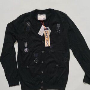 Jack & Jones Men's Skull Black Cardigan (See Measurements)